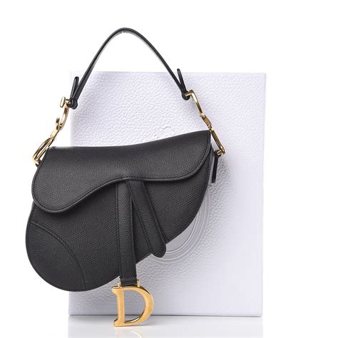 dior black grained saddle bag